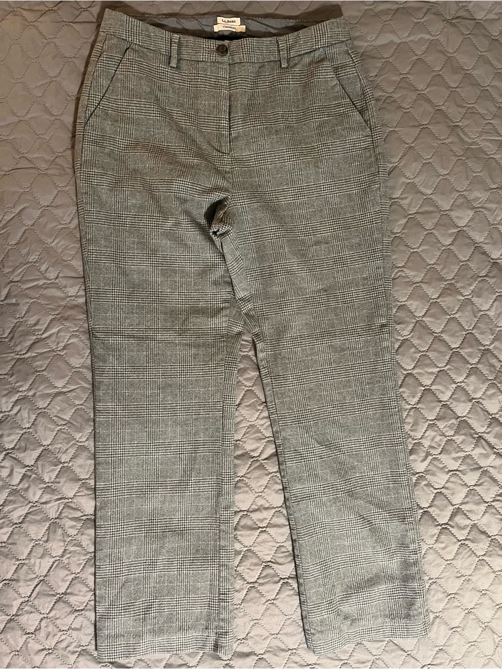L.L. Bean Women’s Black and Gray Glen Plaid Dress Pants